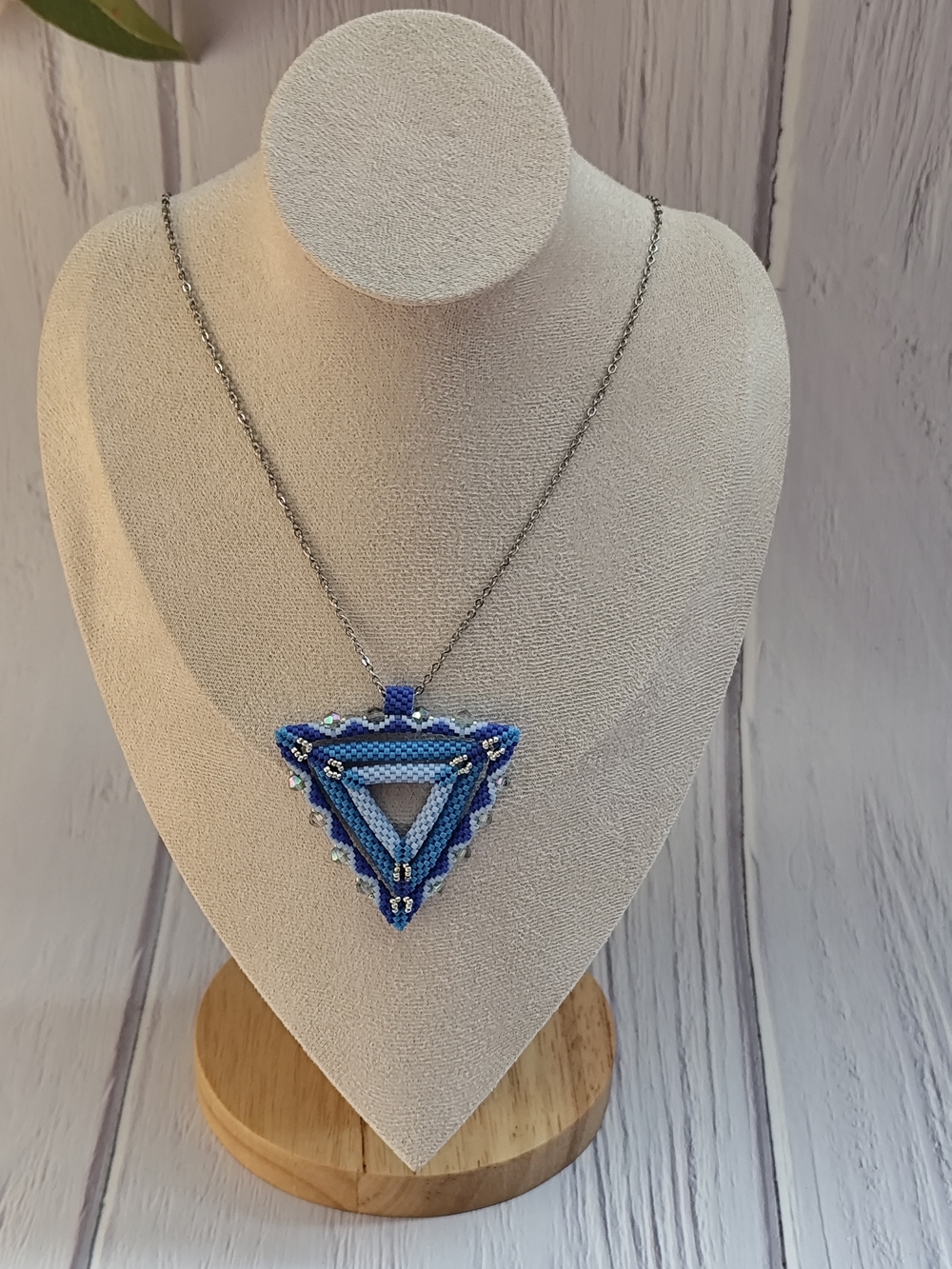 Blue Triangle Beaded Necklace - Designer Style